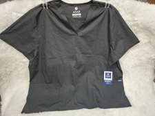 Adar Universal Scrub Top Unisex 4X Short Sleeves Black Classic Fit Pocket