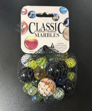 Classic Mega Marbles Net Bag 10oz Assorted Unique Collectible Marbles M3#8