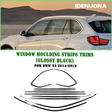 Window Strip Moulding Seal Belt For BMW X5 2014-2018 2015 2016 Gloss Black