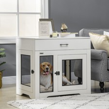 Dog Crate Furniture with Soft Water-Resistant Cushion, Dog Kennel End Table