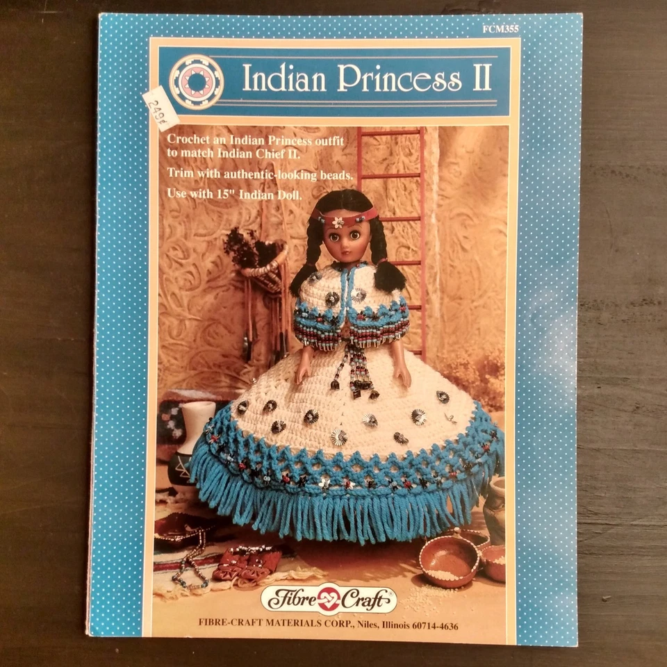 3 FIBRE CRAFT INDIAN PRINCESS Native/ Indigenous American Crochet Doll Patterns - Image 2 of 4