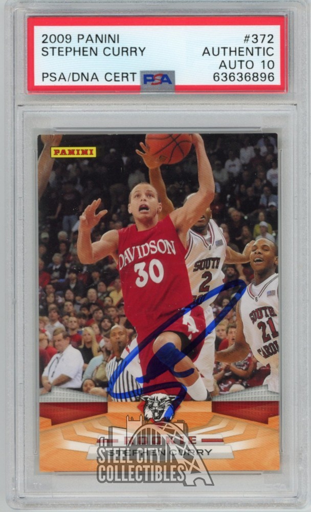 Stephen Curry 2009-10 Panini Autograph Rookie Card #372 PSA Authentic PSA/DNA 10 view 1