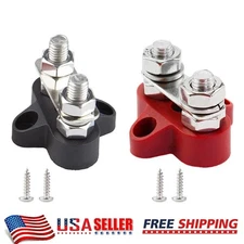 2pcs 1/4" M8 12-48V Bus Bar Terminal Block Power Stud Battery Junction Post USA