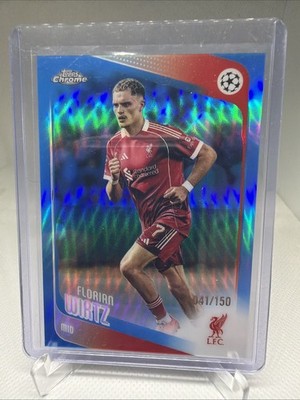 2025-26 Topps Chrome UEFA Club Comp Florian Wirtz Blue Refractor #/150 Liverpool