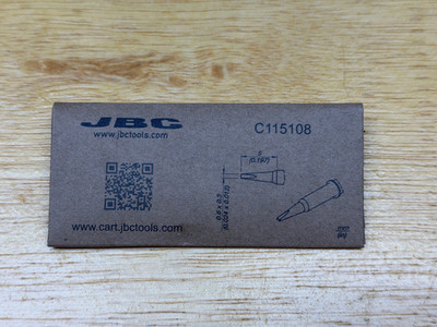 JBC C115108 Soldering Tip, Cartridge, Chisel, 0.6 x 0.3mm, 5mm L, C115 Series