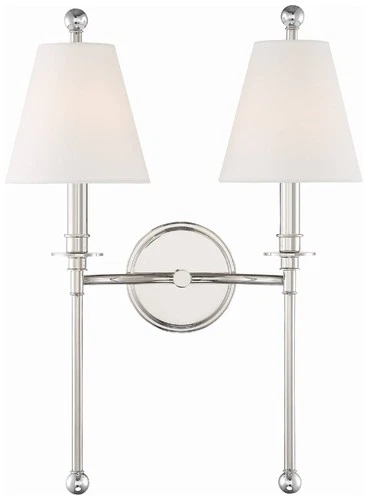 Crystorama Riverdale 14 1/2"H Polished Nickel 2-Light Wall Sconce - Picture 1 of 5