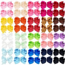 40PCS 4 Inch Hair Bows for Girls,Hand-Made Grosgrain Ribbon Hair Bow Alligator C