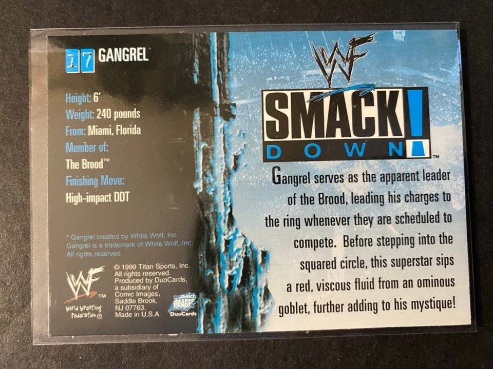 Gangrel - 1999 WWF Smack Down Wrestling Card #17 - Image 2 of 2