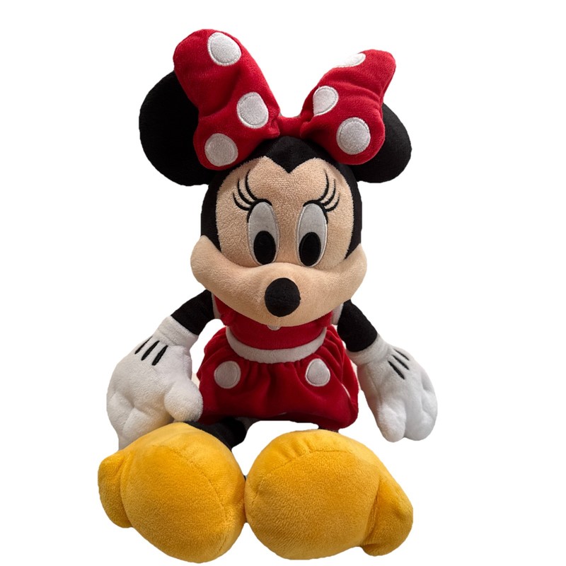 Disney Minnie Mouse Plush Stuffed Toy Medium Red Dress 14 Inch