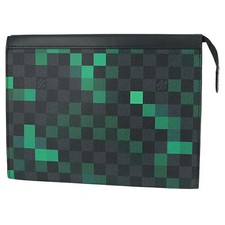 Louis Vuitton Pochette Voyage MM Damier Graphite pixel Black Green N60176 Men LV
