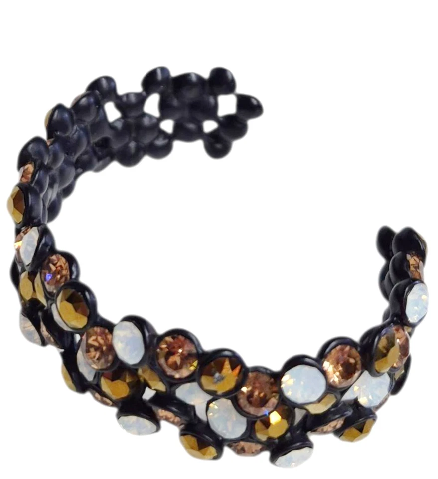 Brazalete J.Crew Cristal Brulee Declaración Negro Bronce Multicolor Firmado Foto 3 de 4