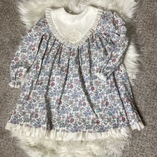 Vintage Floral Dress Ruffled Collar Cotton Made In USA 6X