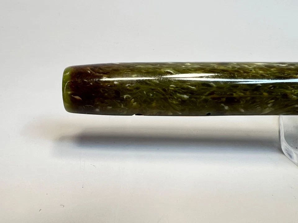 1920 Sheaffer Flat Top Slender Full Size 14k Nib Fountain Pen Jade Green Marbled - Image 4 of 4