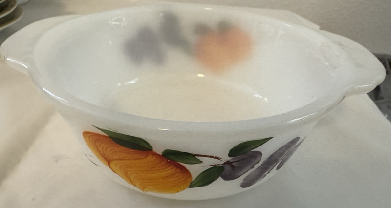 MCM Vintage Fire King Fruit Gay Fad Handled Casserole 5 1/2" Dish No Lid