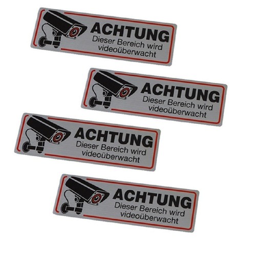4PCS 12x4cm Autocollants Vidéo pour Notifications Surveillance Intérieur Extérieur - Photo 2/9