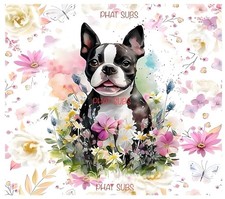 20oz Sublimation Tumbler Wrap Boston Terrier Ready To Press Heat Transfer