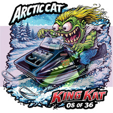 1971 Arctic Cat King Kat 800 Vinyl Sticker 9x9cm Monsters on Machines Decal 8-36
