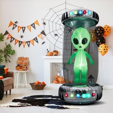 Halloween Inflatable In/Outdoor 8.2 FT Tall Decorations, Blow Up Green UFO