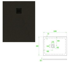 Ocean Black Slate Resin Rectangle Shower Tray - Various Sizes