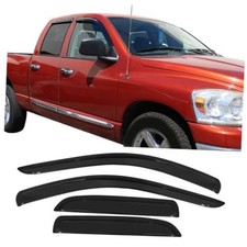 Fit 2002-2009 Dodge Ram Quad Cab Tape On External Slim Style Window Visor