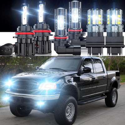 For 1999-2003 Ford F 150 6PC LED Headlight+Trun Signal Light+Fog Light Blubs Kit