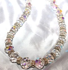 Vintage Aurora Borealis Crystal Necklace Renewed
