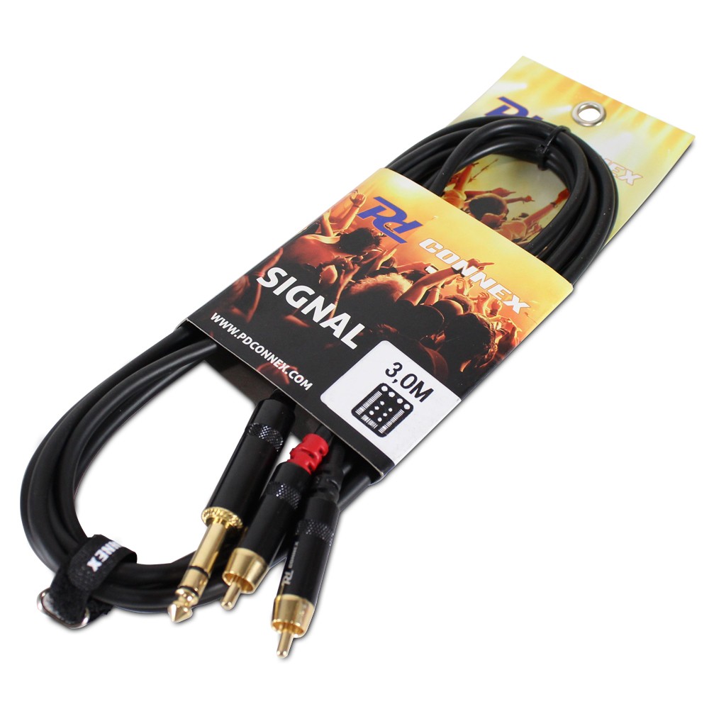 Power Dynamics 177.030 3m RCA to 6.35mm Stereo Jack Audio Cable