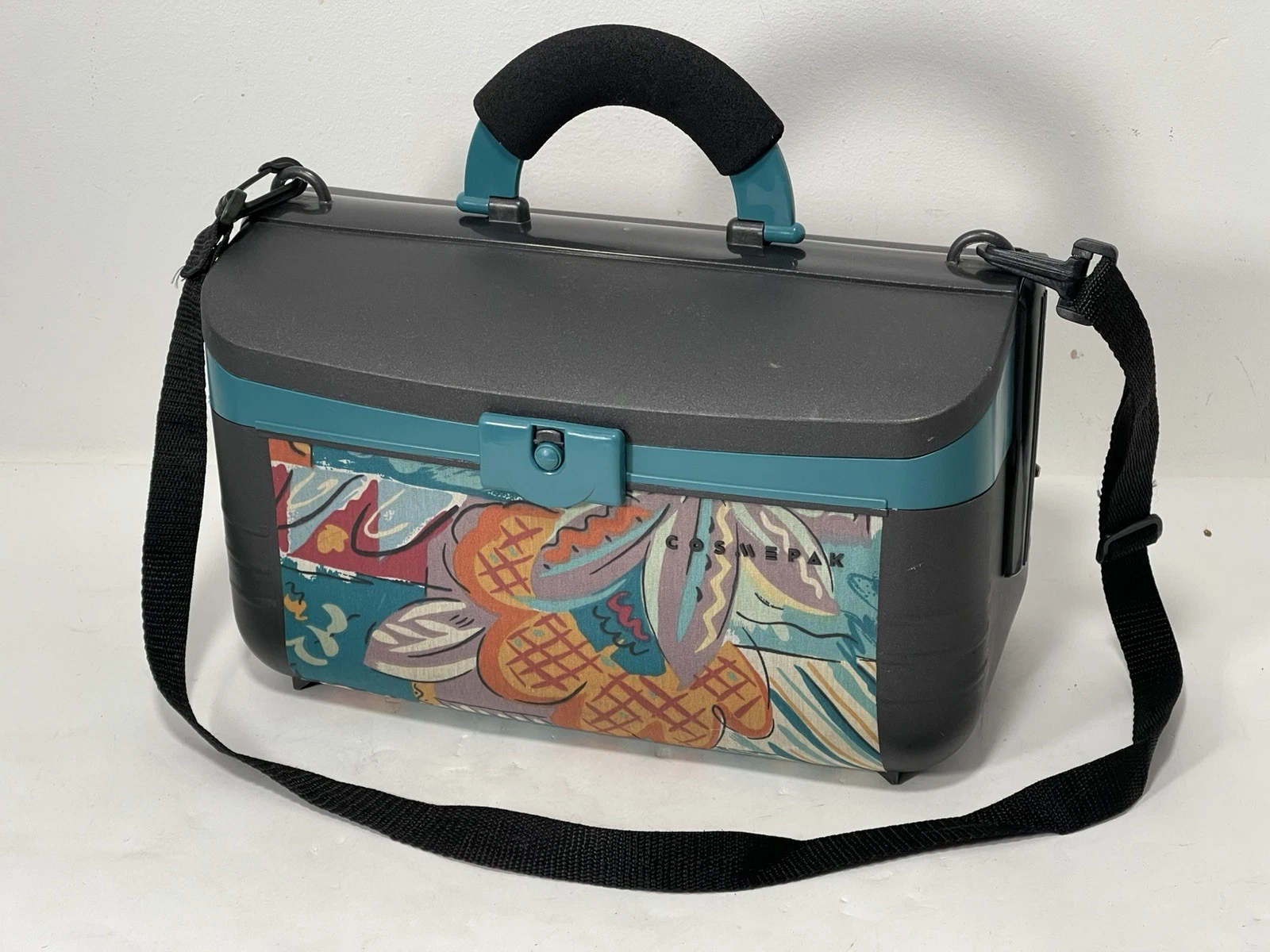VTG CosmePak Floral Travel Cosmetic Case with Mirror, Drawers, Strap READ DESC