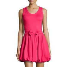 RED Valentino Pink Bow Bubble Hem Sleeveless Mini Dress Fuchsia Size L