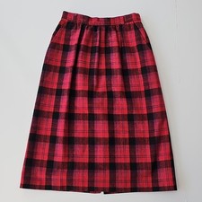 Vtg Great Connections JCPenney Red Plaid A-Line Skirt Womens 11/12 Wool Blend
