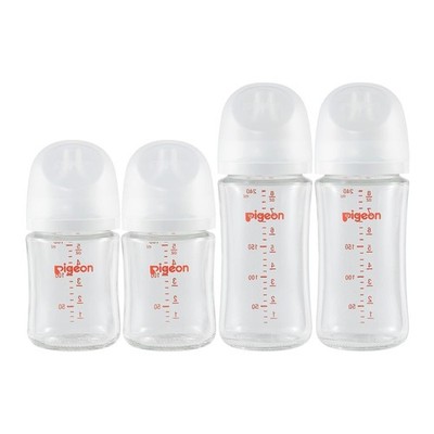 Pigeon Wide Neck Nursing 4 Glass Bottle (Two 5.4Oz & Two 8.1Oz)