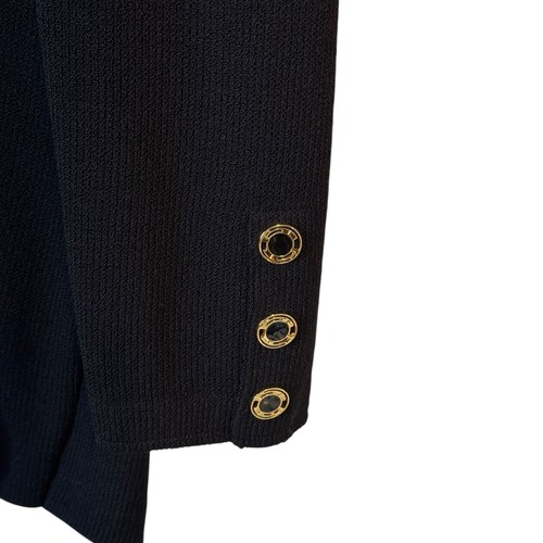 Cárdigan Suéter Colección St. John Negro Santana Tejido Dorado Botón Cadena 10 - Imagen 4 de 8