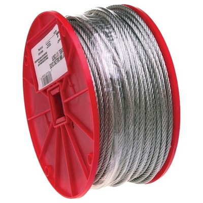 Campbell 7000427 Aircraft Cable, 1/8 in Dia, 500 ft L, 340 lb Working Load, Galv