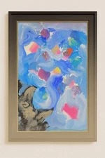 Original Acrylic Cat Painting – Cat Watching Fish Pond, Whimsical Art Study #7