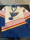 New ListingBrett Hull Signed St Louis Blues Hockey 90's Home Jersey Auto HOF Large Size