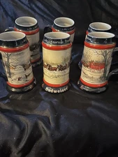 Budweiser Beer mugs Anheuser Busch Budweiser Christmas Steins Beer Mug 1992-1993