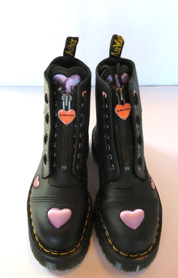 Dr Martens Sinclair Heart Platform Boots (8) Leather Satin Women's