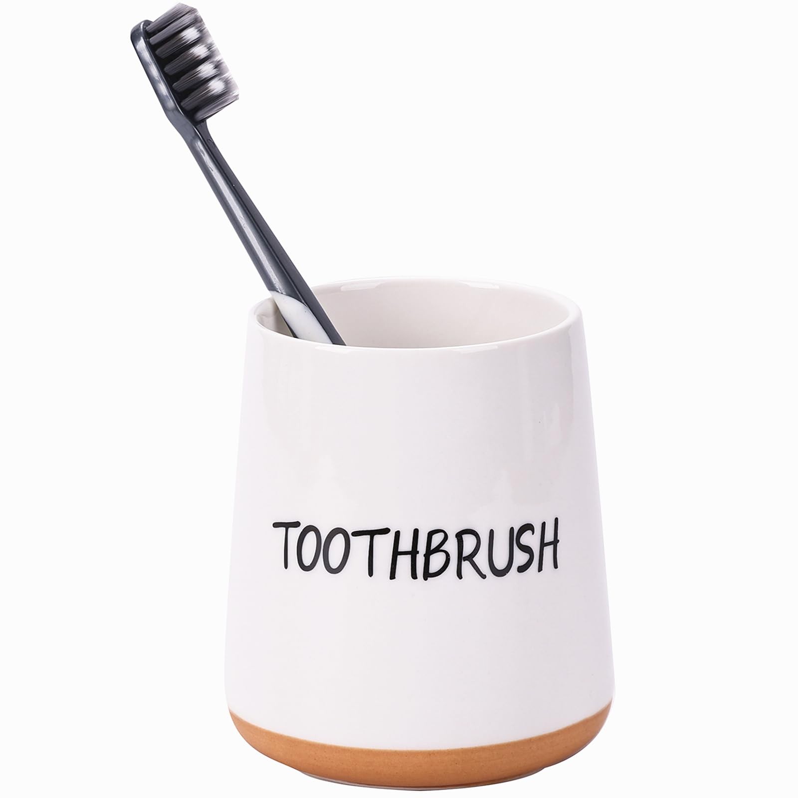 Ceramic Toothbrush Holder,Tooth Brushing Cup for Bathroom Vanity and Countert...