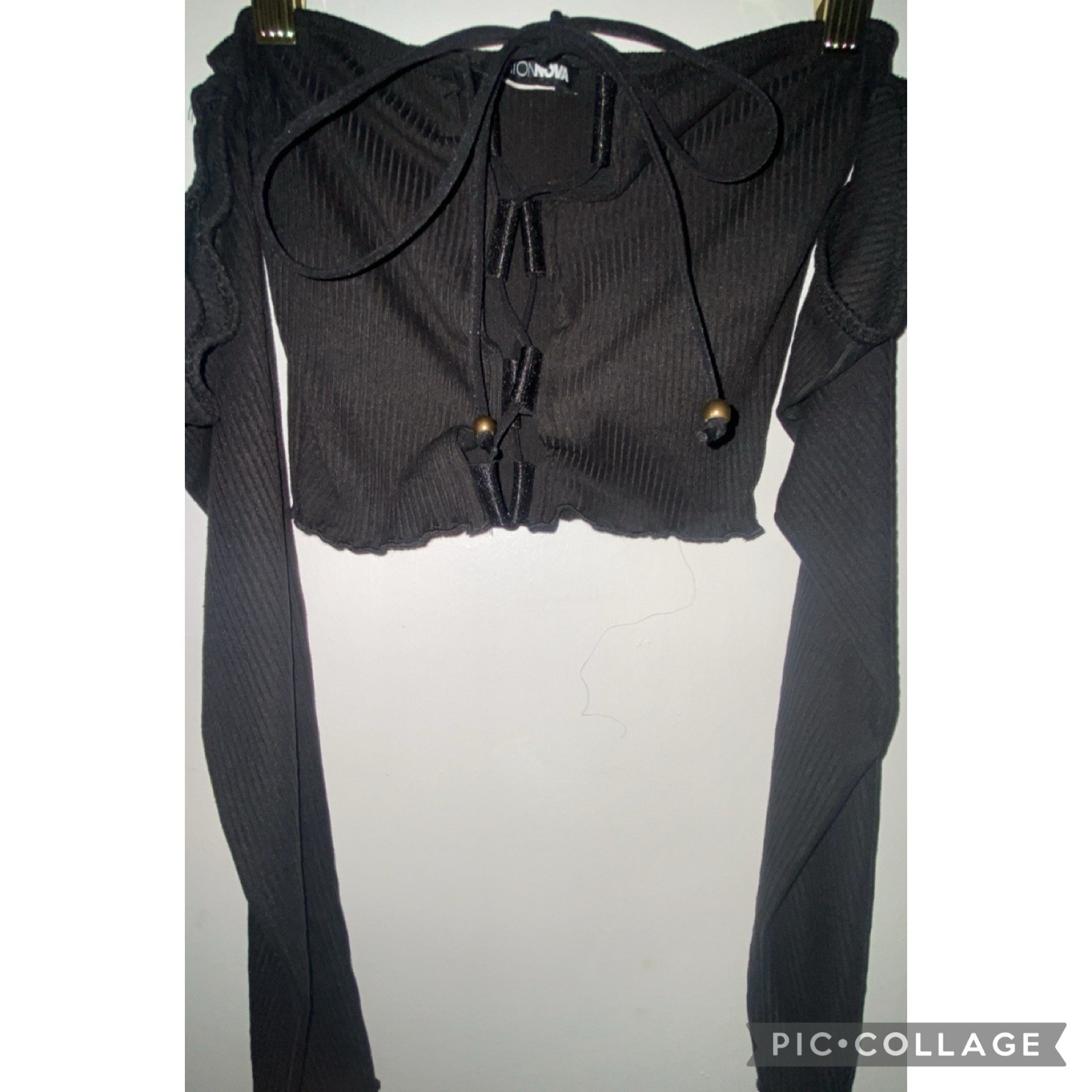 Women’s Black Fashion Nova Lace Up Crop Top Size Small