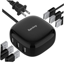 6-Port USB Charger 8A, 40W Mini USB Charging Station, Charging Station Black