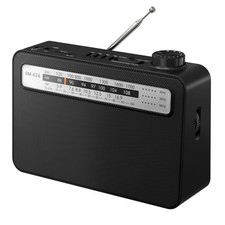 MIPDIIT Portable AM FM Radio with Bluetooth Speaker, AC Plug in/USB C Black