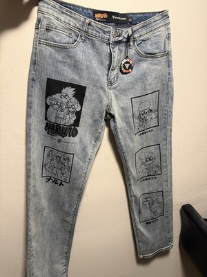 Hypland x Naruto Team 7 Denim Light Blue Wash 34 x 32 Manga Panels Naruto Sasuke