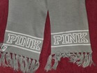 PINK Victoria's Secret Women's Scarf Gray / White Fringe — photo 2