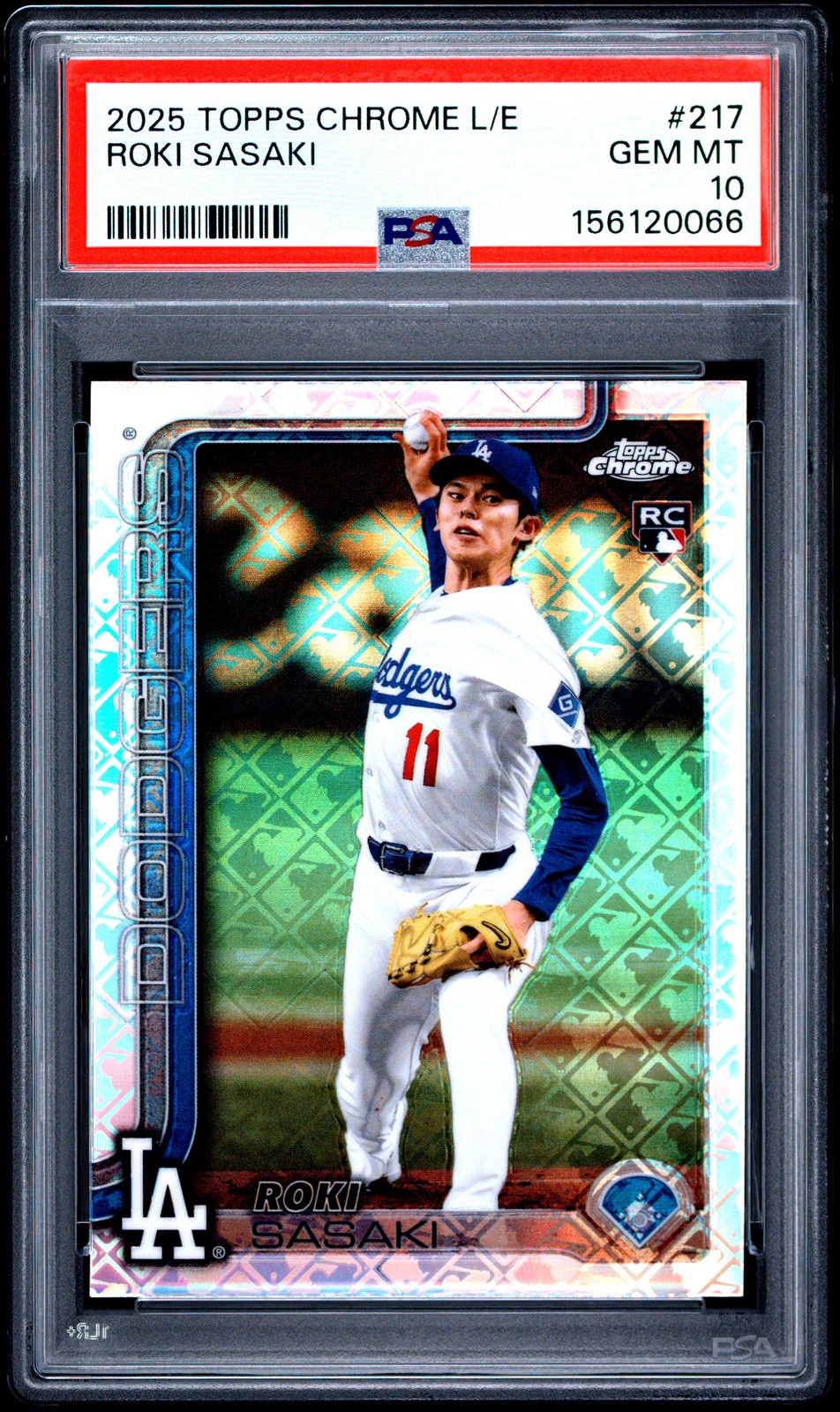 2025 TOPPS CHROME LOGOFRACTOR EDITION #217 ROKI SASAKI PSA 10