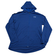 Under Armour Jacket Men XL Blue Full Zip Threadborne Lightweight Hoodie Loose
