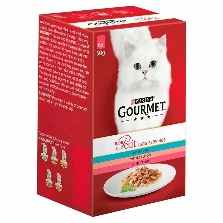 GOURMET Mon Petit Fish Selection - 48 x 50g Pouches | Premium Wet Cat Food
