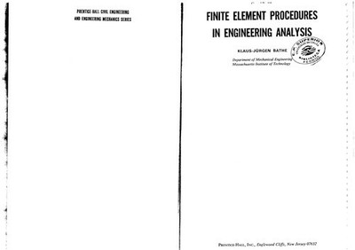 Finite Element Procedures Engineering Analysis Hardcover Klaus-Ju