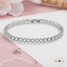 BRACCIALE TENNIS DONNA UOMO IN ARGENTO 925 CON ZIRCONI BIANCHI