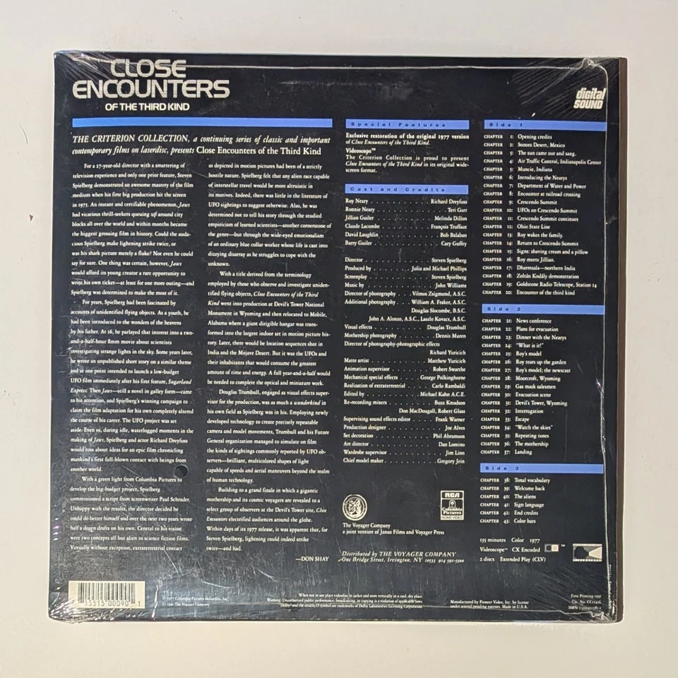 Close Encounters of the Third Kind 1977 Criterion Collection Laserdisc SEALED! - Image 3 of 4