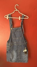 NWT Boohoo Hollie Denim Dungaree Pinafore Dress - Size 8 (Blue)